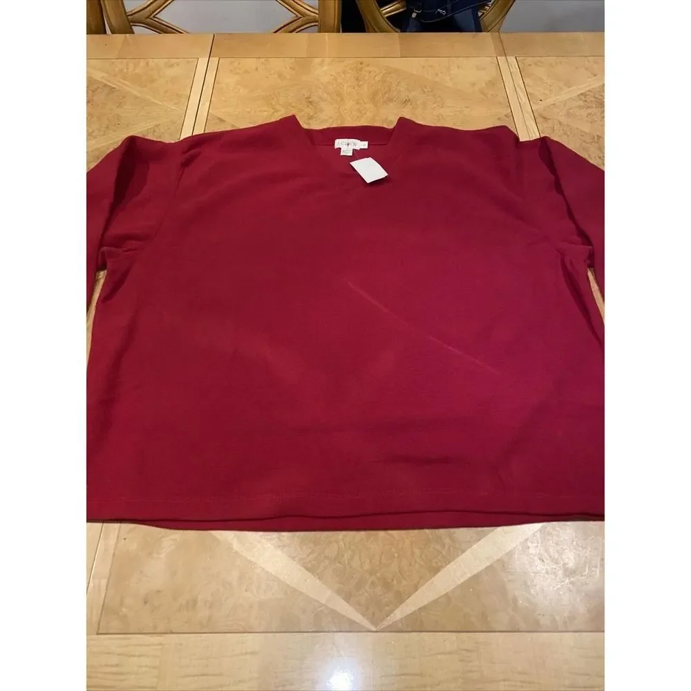 Vintage 80’s J. Crew Fleece V-Neck Pullover Size XL Made In USA